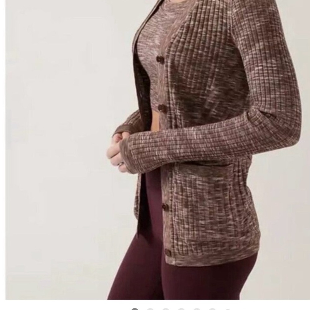 Athleta Brown Heathered Cardigan & Matching Cami Set